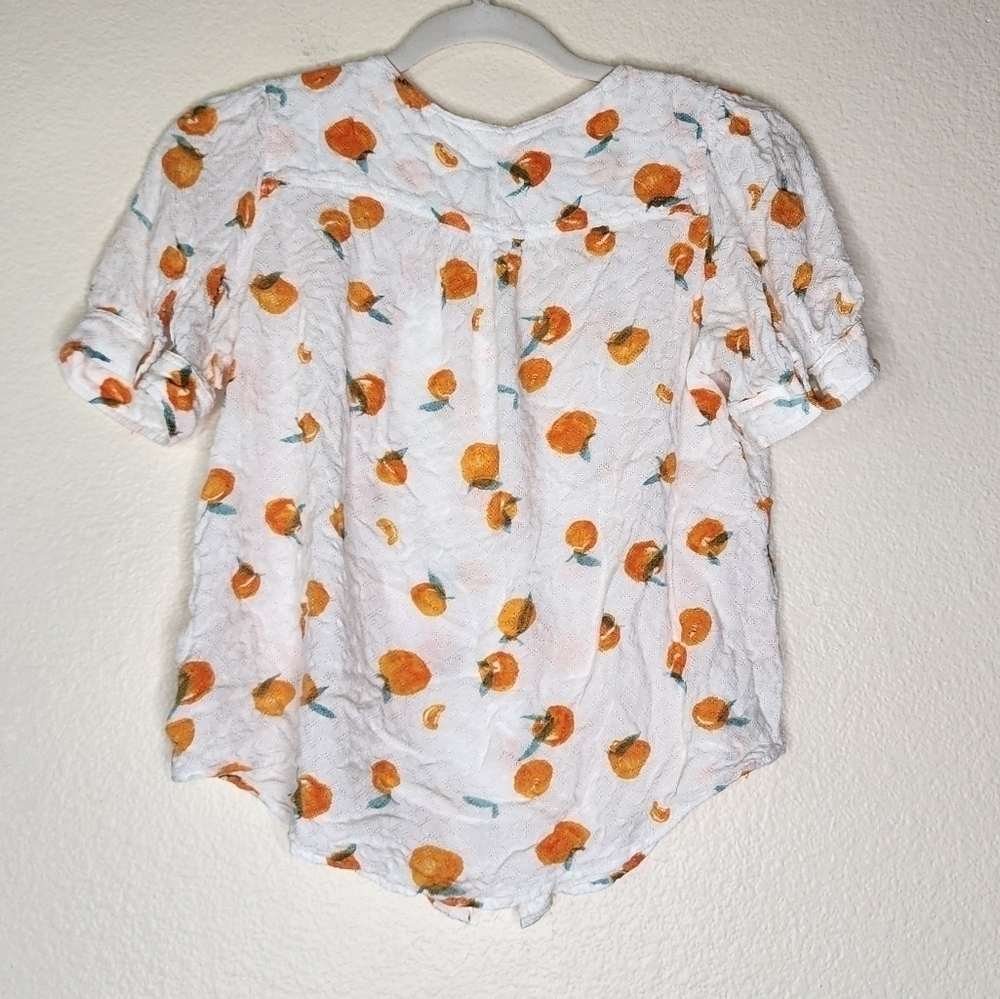 Anthropologie Maeve Hensley Peach Print Top 2 - Picture 4 of 7